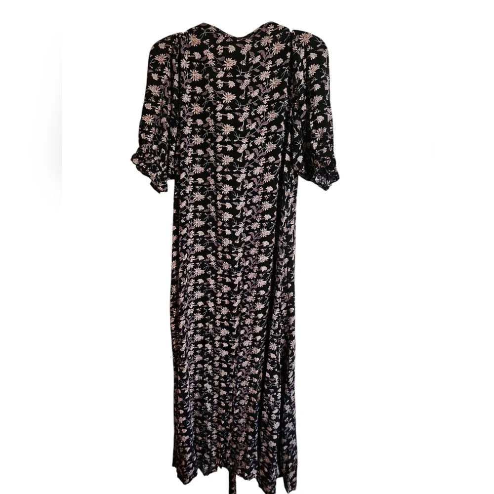 Natural Life Womens Small Duster Robe Dark Floral Rayon Cottagecore Boho Festive - Picture 4 of 6